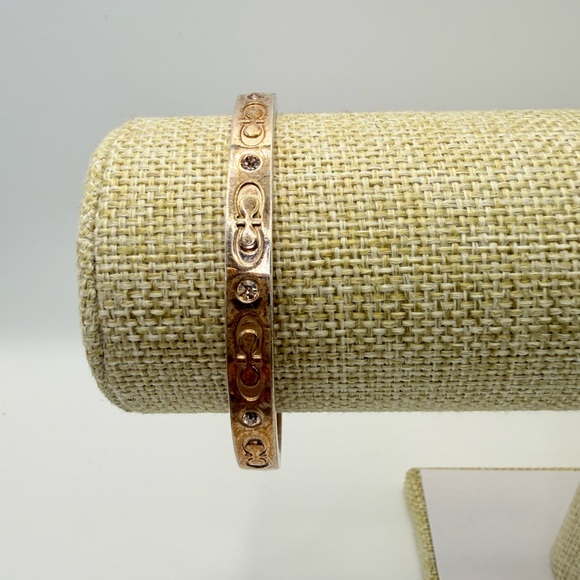 Coach elegant pre loved Gold Bangle Bracelet logo C gift stamped marked inside - Picture 1 of 6